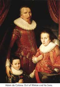 Portrait of George Seton, 3rd Earl of Winton and his 2 eldest sons, George and Alexander, by Adam de Cologne