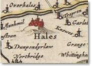 View of the Hailes Castle from Blaeu's Atlas, 1654.