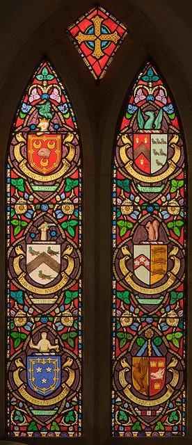 Window of the old Church of St. Kea, Cornwall, with the Arms of Seton of Cariston.