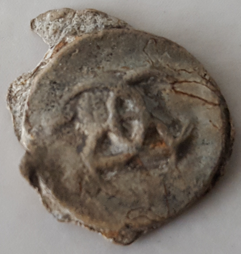Lead Seal of George Seton, 4th Earl of Winton, recovered fro Excavation of Seton Palace in 2018.