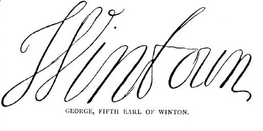 Signature of the Fifth Earl of Winton before his capture and imprisonment in the Tower of London.